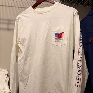 Vineyard Vines White 145 Kentucky Derby Long Sleeve Shirt